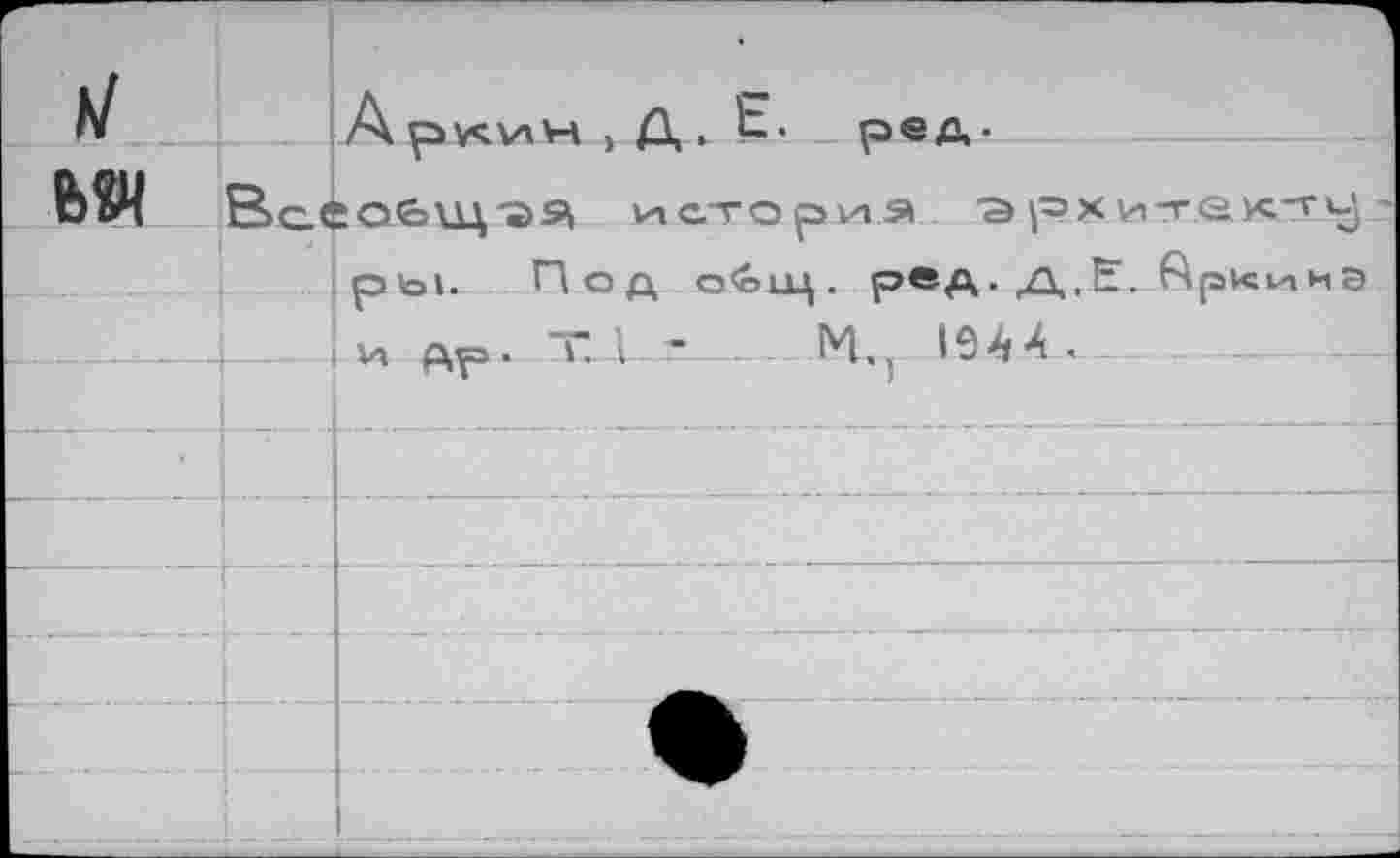 ﻿	1/		A ci vc \л м А. Ь. оед.
		Всеобщая истоаиэ а1=хитех-ти	
			оы. Поп а<ощ. ред. /1,11. ^ркииэ
			и &Y3 ■	”	^’1	<
			
*			
			
			
			